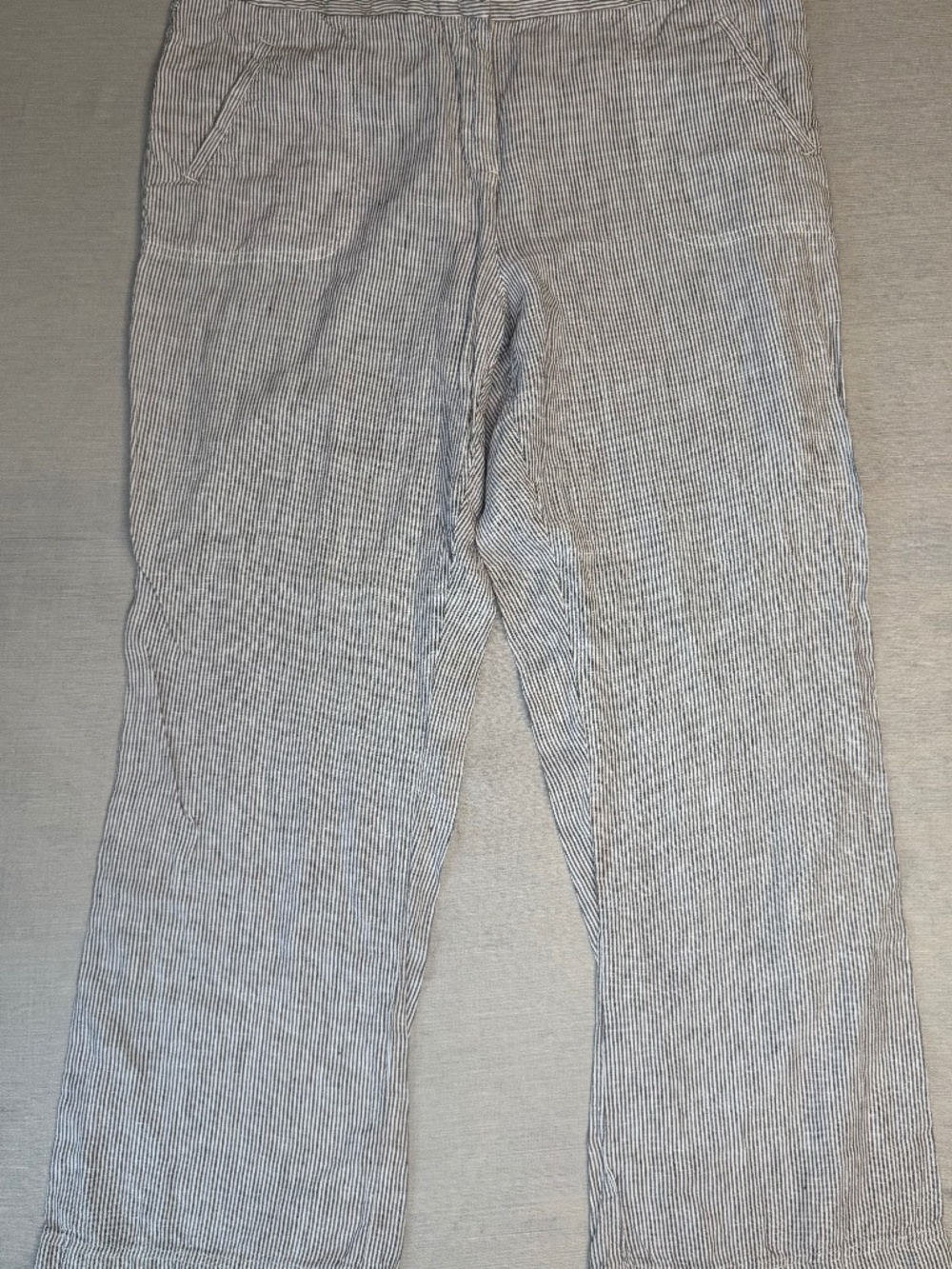 Chico's Gray & White Striped Linen Pants Size 12/L